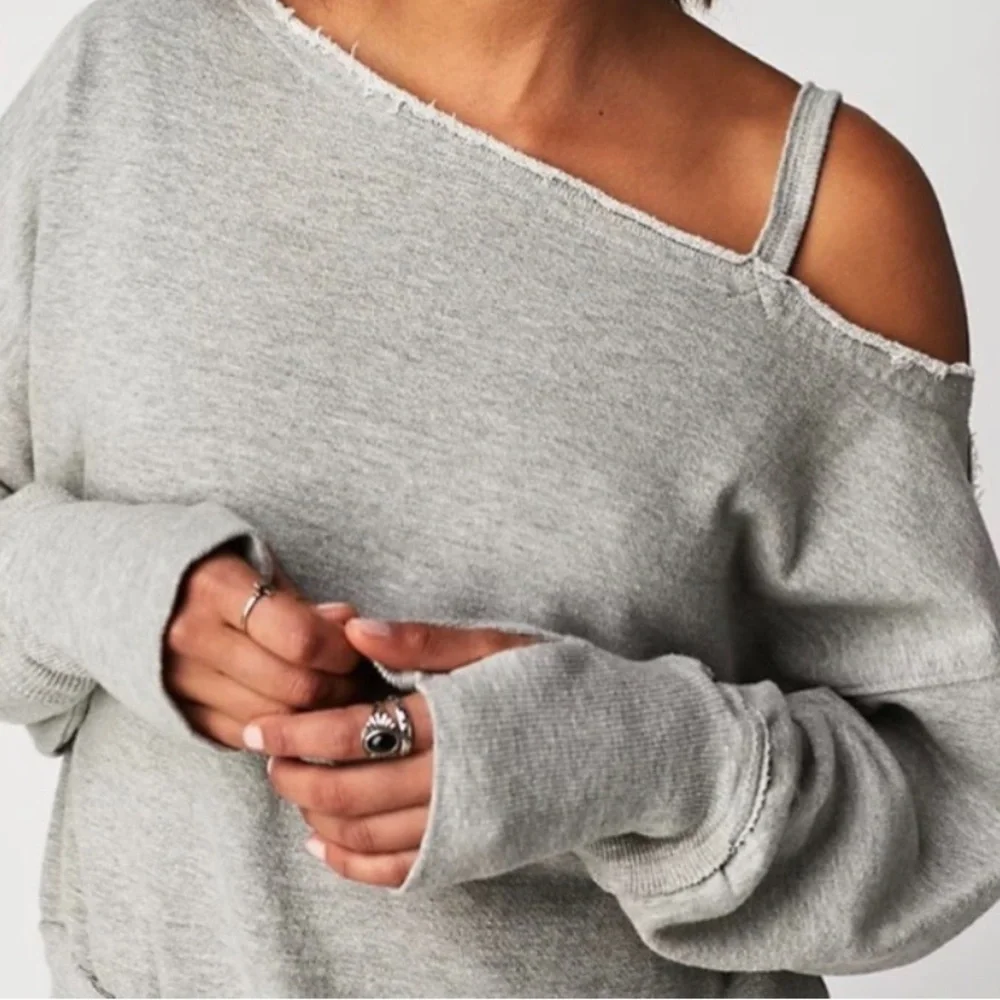 NWT Free People On The Edge Pullover Gray Size XL - Picture 4 of 5